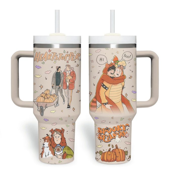 Heartstopper Movies Custom Stanley Quencher 40Oz Stainless Steel Tumbler With Handle - Image 4