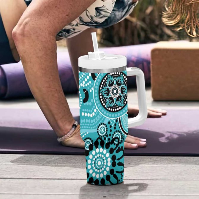 Heat Cricket Australian Aboriginal Custom Stanley Quencher 40Oz Stainless Steel Tumbler With Handle - Image 6