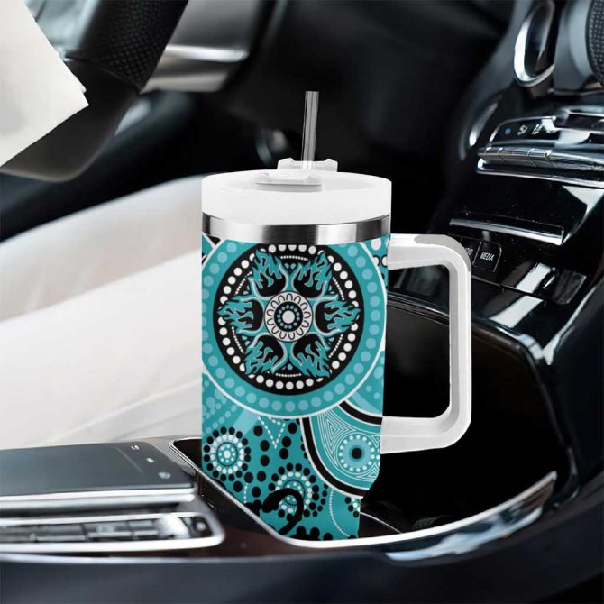 Heat Cricket Australian Aboriginal Custom Stanley Quencher 40Oz Stainless Steel Tumbler With Handle - Image 8