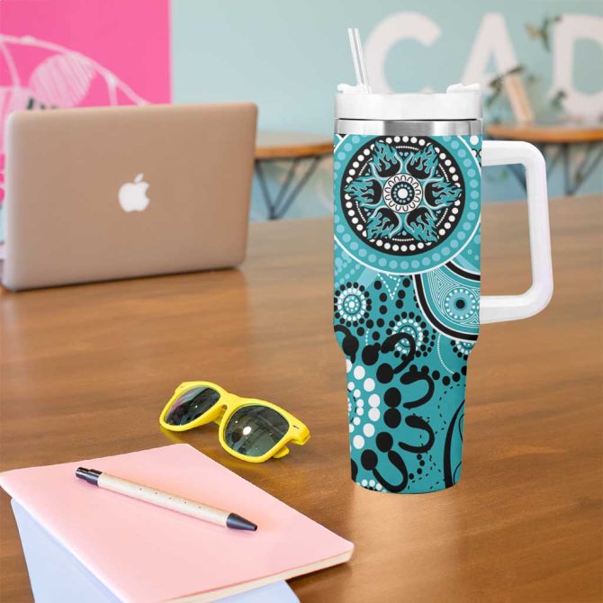 Heat Cricket Australian Aboriginal Custom Stanley Quencher 40Oz Stainless Steel Tumbler With Handle - Image 5