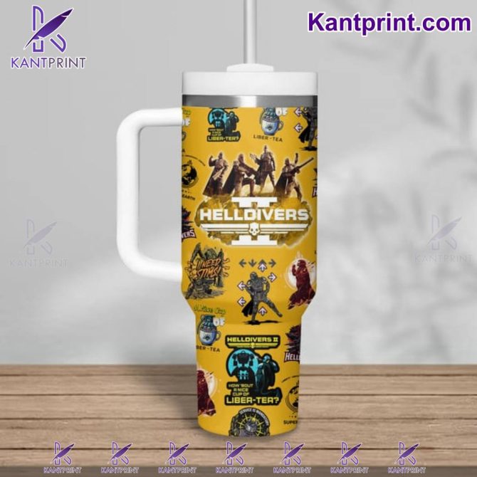 Helldivers Games Custom Stanley Quencher 40Oz Stainless Steel Tumbler With Handle - Image 2