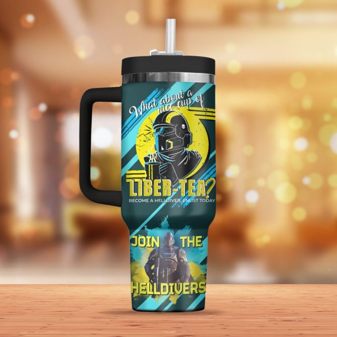 Helldivers Games Custom Stanley Quencher 40Oz Stainless Steel Tumbler - Image 2