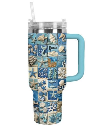 Hello Beach Custom Stanley Quencher 40Oz Stainless Steel Tumbler With Handle