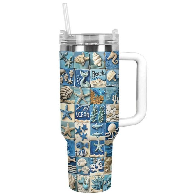 Hello Beach Custom Stanley Quencher 40Oz Stainless Steel Tumbler With Handle - Image 9