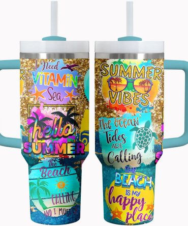 Hello Beach Custom Stanley Quencher 40Oz Stainless Steel Tumbler With Handle