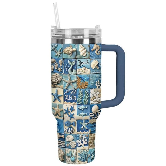 Hello Beach Custom Stanley Quencher 40Oz Stainless Steel Tumbler With Handle - Image 8