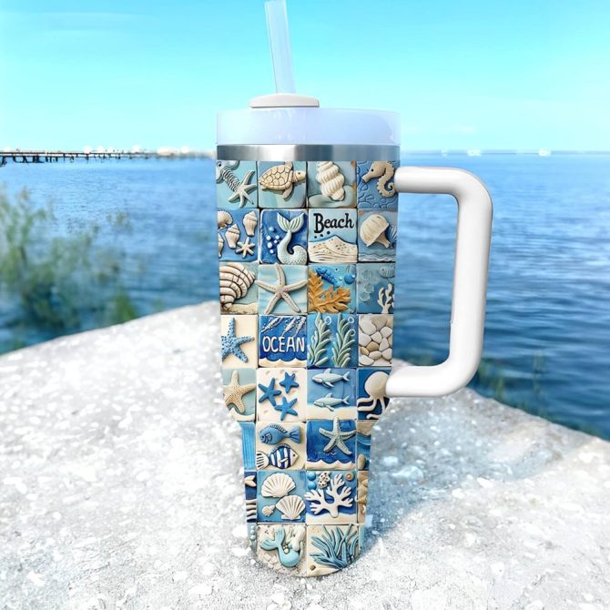 Hello Beach Custom Stanley Quencher 40Oz Stainless Steel Tumbler With Handle - Image 5