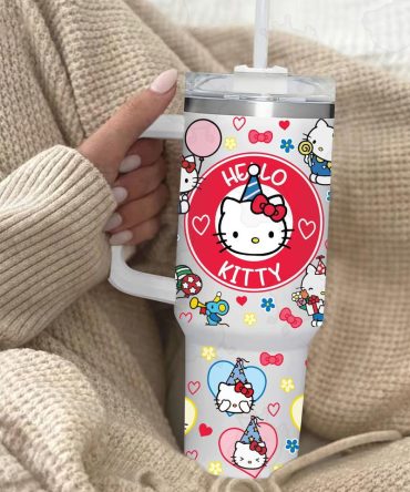 Hello Kitty Cartoon Custom Stanley Quencher 40Oz Stainless Steel Tumbler
