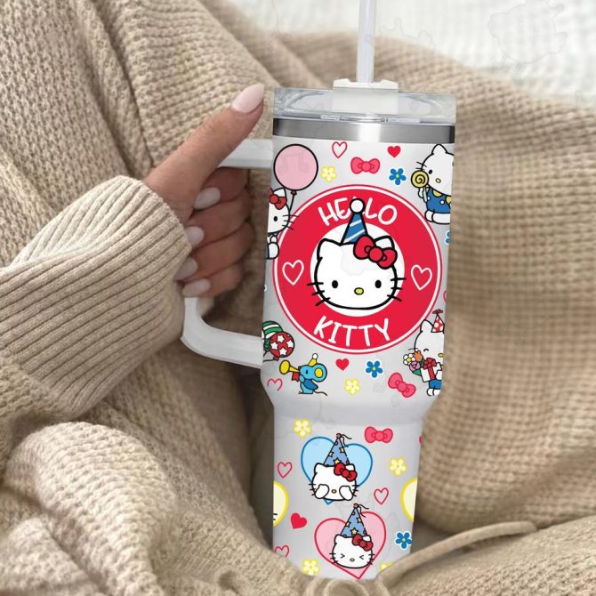 Hello Kitty Cartoon Custom Stanley Quencher 40Oz Stainless Steel Tumbler