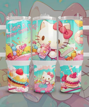 Hello Kitty Cartoon Custom Stanley Quencher 40Oz Stainless Steel Tumbler