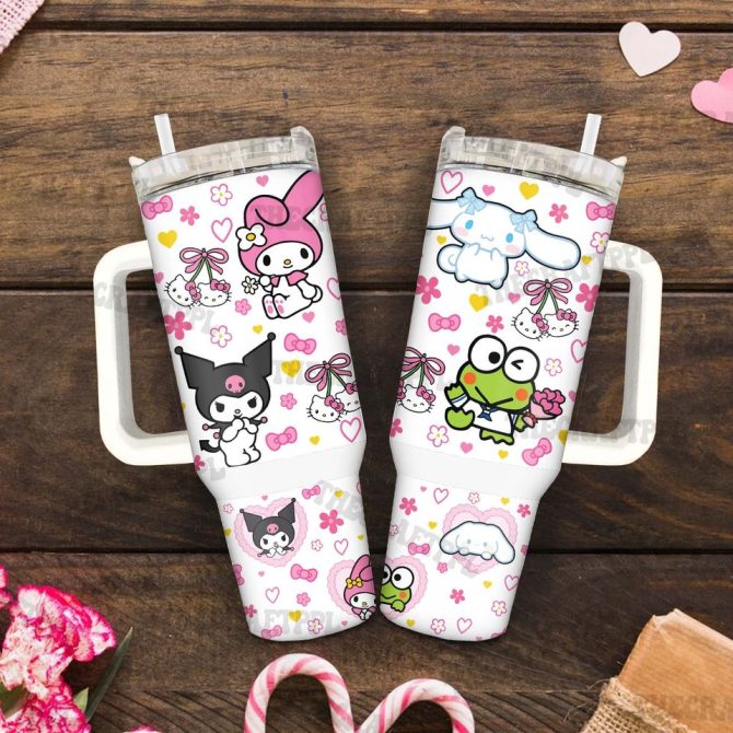 Hello Kitty Cartoon Custom Stanley Quencher 40Oz Stainless Steel Tumbler - Image 3
