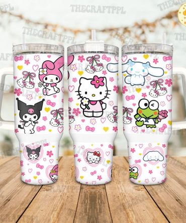 Hello Kitty Cartoon Custom Stanley Quencher 40Oz Stainless Steel Tumbler