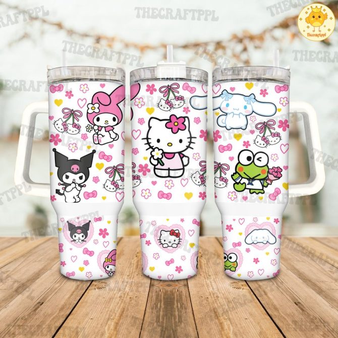 Hello Kitty Cartoon Custom Stanley Quencher 40Oz Stainless Steel Tumbler