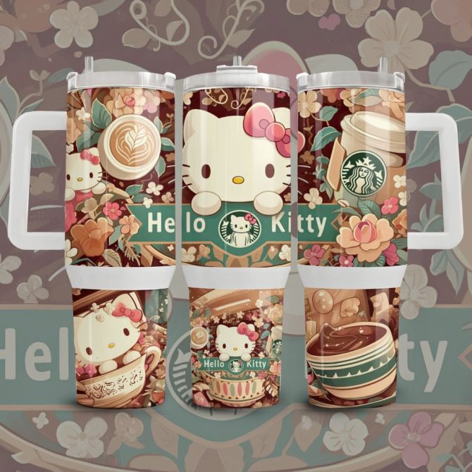 Hello Kitty Cartoon Custom Stanley Quencher 40Oz Stainless Steel Tumbler