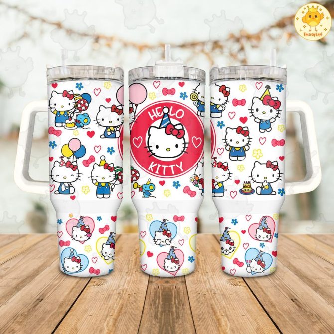 Hello Kitty Cartoon Custom Stanley Quencher 40Oz Stainless Steel Tumbler - Image 2