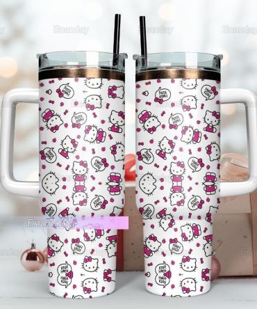 Hello Kitty Cartoon Custom Stanley Quencher 40Oz Stainless Steel Tumbler