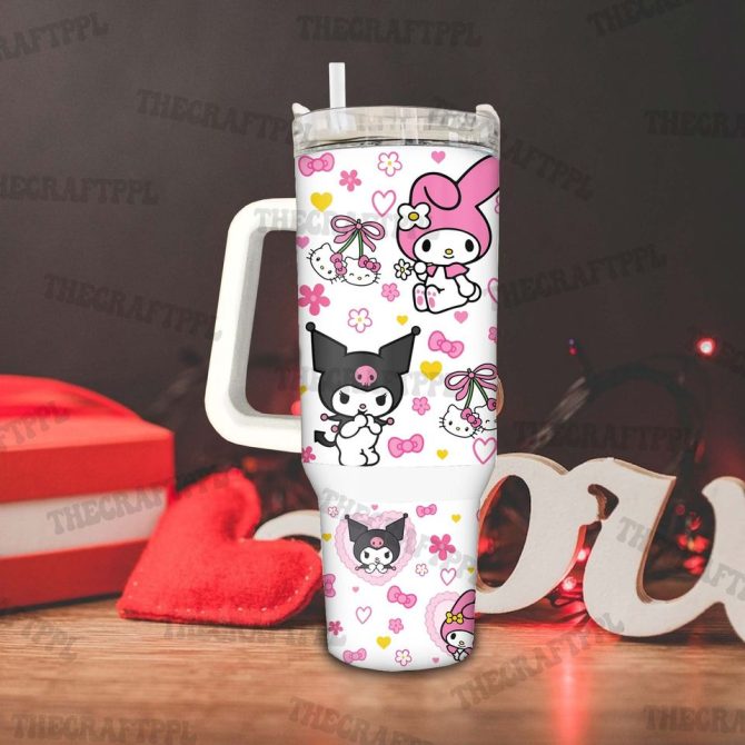 Hello Kitty Cartoon Custom Stanley Quencher 40Oz Stainless Steel Tumbler - Image 4