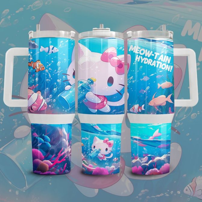Hello Kitty Cartoon Custom Stanley Quencher 40Oz Stainless Steel Tumbler