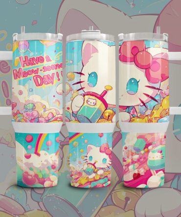 Hello Kitty Cartoon Custom Stanley Quencher 40Oz Stainless Steel Tumbler