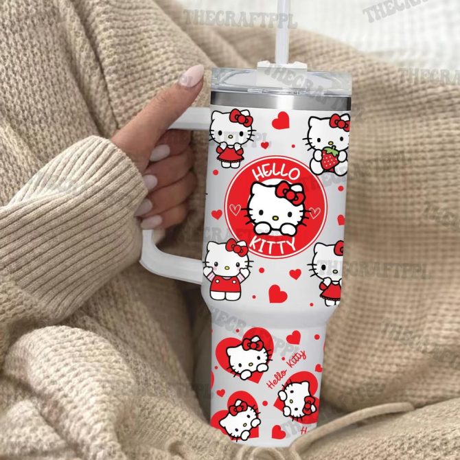 Hello Kitty Cartoon Custom Stanley Quencher 40Oz Stainless Steel Tumbler - Image 3