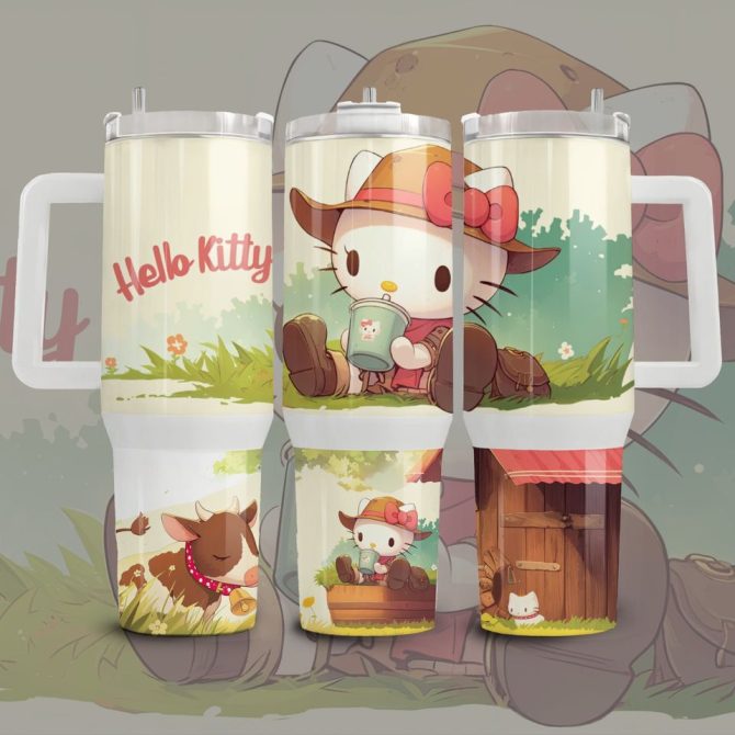 Hello Kitty Cartoon Custom Stanley Quencher 40Oz Stainless Steel Tumbler - Image 2