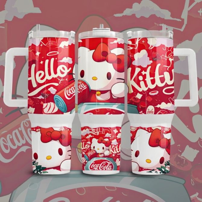 Hello Kitty Cartoon Custom Stanley Quencher 40Oz Stainless Steel Tumbler - Image 2
