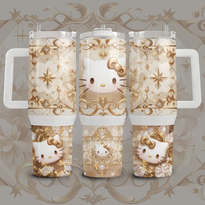 Hello Kitty Cartoon Custom Stanley Quencher 40Oz Stainless Steel Tumbler