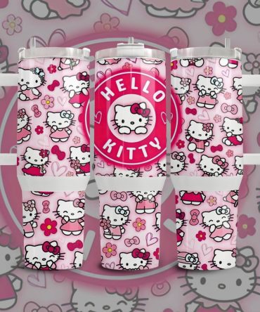Hello Kitty Cartoon Custom Stanley Quencher 40Oz Stainless Steel Tumbler