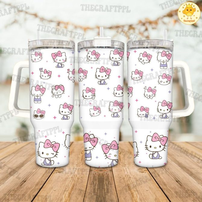 Hello Kitty Cartoon Custom Stanley Quencher 40Oz Stainless Steel Tumbler - Image 2