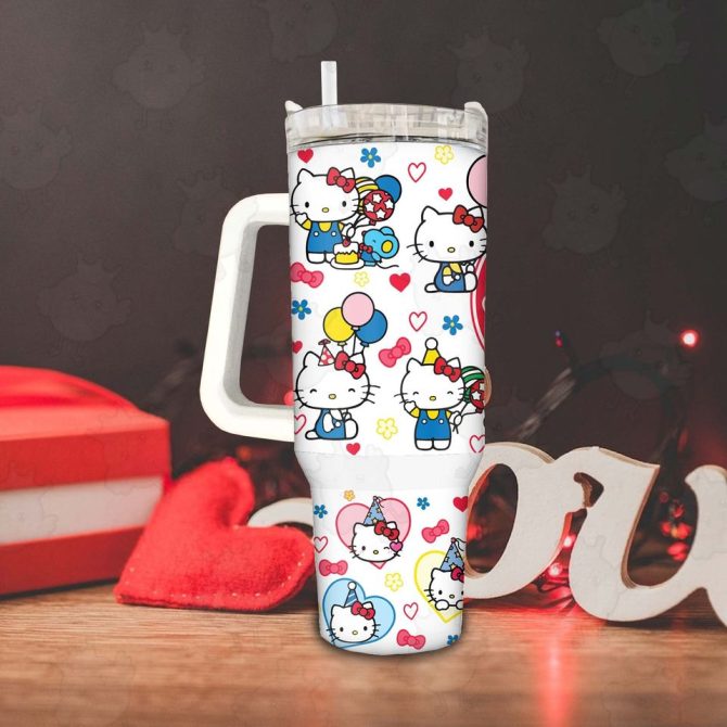 Hello Kitty Cartoon Custom Stanley Quencher 40Oz Stainless Steel Tumbler - Image 4