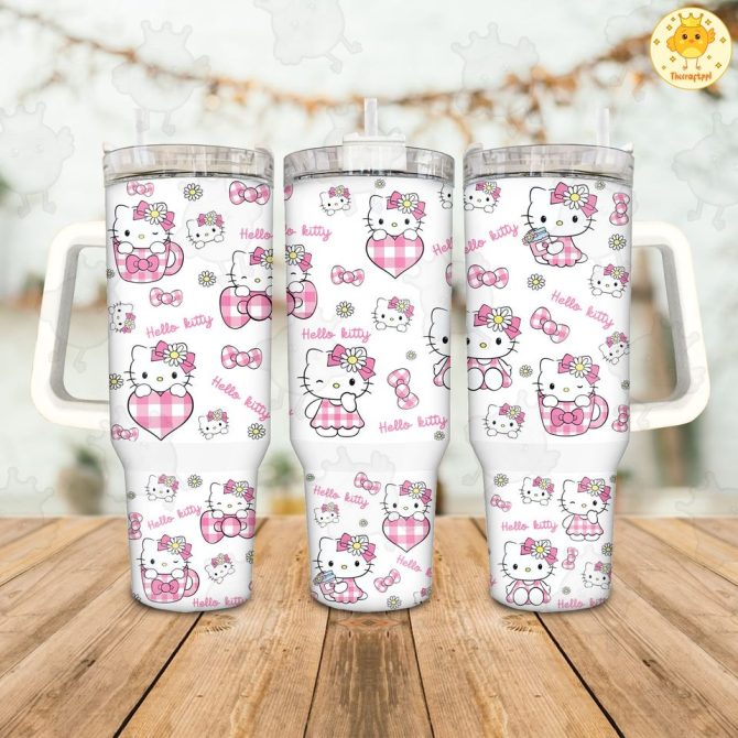 Hello Kitty Cartoon Custom Stanley Quencher 40Oz Stainless Steel Tumbler - Image 2
