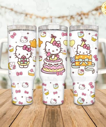 Hello Kitty Cartoon Custom Stanley Quencher 40Oz Stainless Steel Tumbler