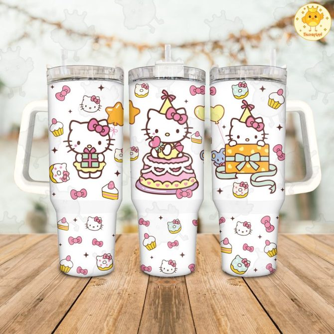Hello Kitty Cartoon Custom Stanley Quencher 40Oz Stainless Steel Tumbler