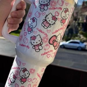 Hello Kitty Cartoon Custom Stanley Quencher 40Oz Stainless Steel Tumbler