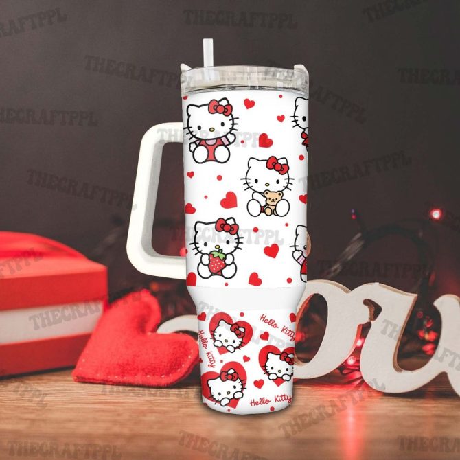 Hello Kitty Cartoon Custom Stanley Quencher 40Oz Stainless Steel Tumbler - Image 5