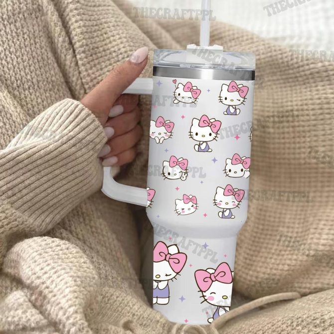 Hello Kitty Cartoon Custom Stanley Quencher 40Oz Stainless Steel Tumbler - Image 3