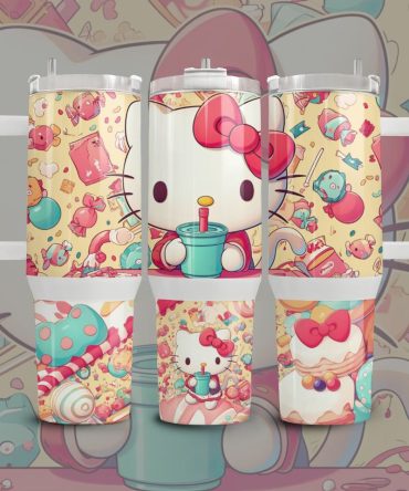 Hello Kitty Cartoon Custom Stanley Quencher 40Oz Stainless Steel Tumbler