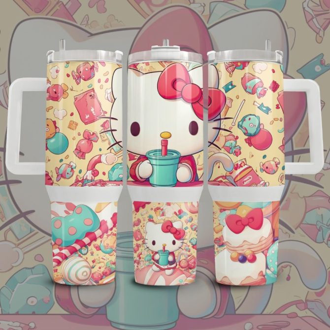 Hello Kitty Cartoon Custom Stanley Quencher 40Oz Stainless Steel Tumbler