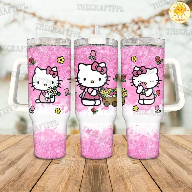 Hello Kitty Cartoon Custom Stanley Quencher 40Oz Stainless Steel Tumbler - Image 2