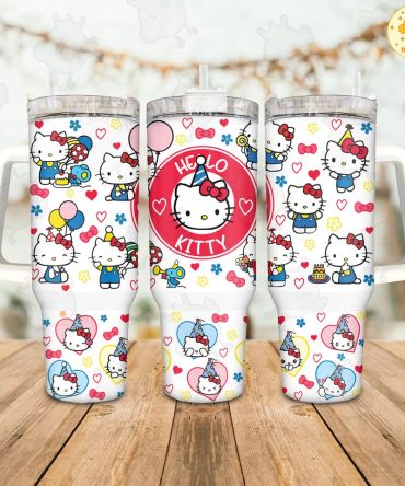 Hello Kitty Cartoon Custom Stanley Quencher 40Oz Stainless Steel Tumbler