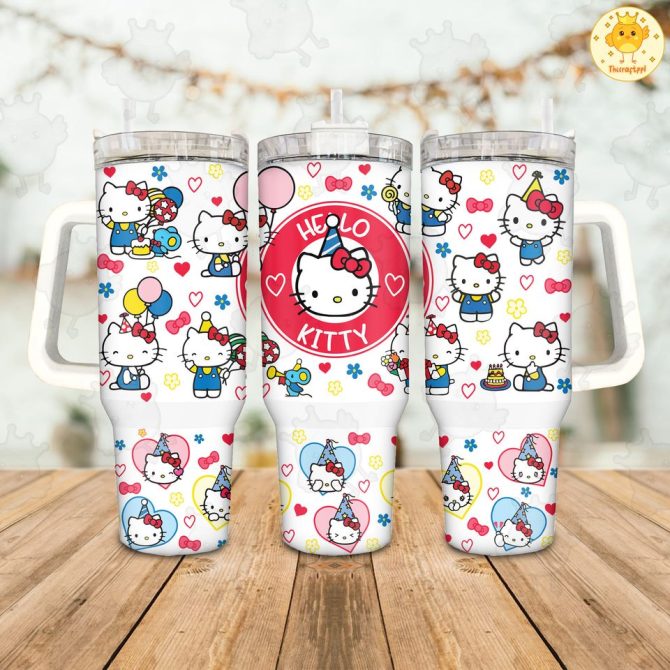 Hello Kitty Cartoon Custom Stanley Quencher 40Oz Stainless Steel Tumbler