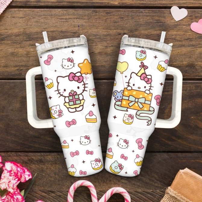 Hello Kitty Cartoon Custom Stanley Quencher 40Oz Stainless Steel Tumbler - Image 3