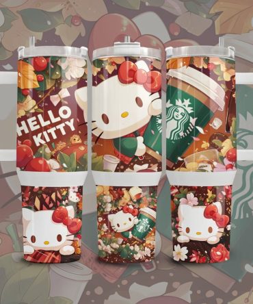 Hello Kitty Cartoon Custom Stanley Quencher 40Oz Stainless Steel Tumbler