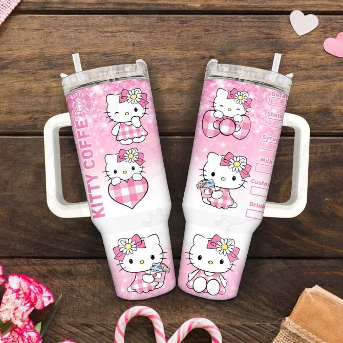 Hello Kitty Cartoon Custom Stanley Quencher 40Oz Stainless Steel Tumbler - Image 3