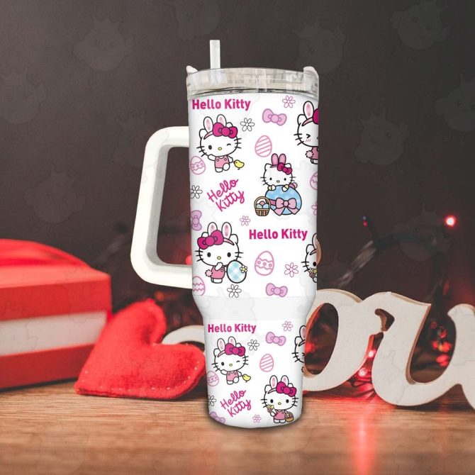 Hello Kitty Cartoon Custom Stanley Quencher 40Oz Stainless Steel Tumbler - Image 5