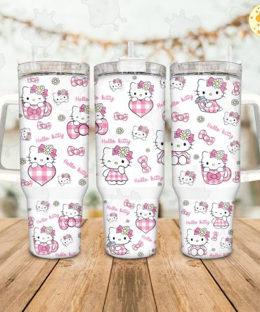 Hello Kitty Cartoon Custom Stanley Quencher 40Oz Stainless Steel Tumbler