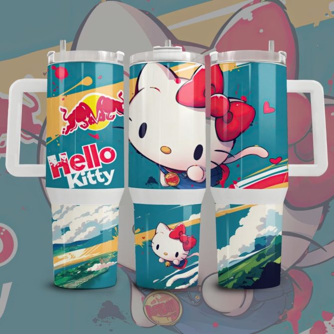 Hello Kitty Cartoon Custom Stanley Quencher 40Oz Stainless Steel Tumbler - Image 2