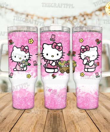 Hello Kitty Cartoon Custom Stanley Quencher 40Oz Stainless Steel Tumbler