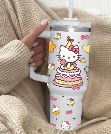 Hello Kitty Cartoon Custom Stanley Quencher 40Oz Stainless Steel Tumbler