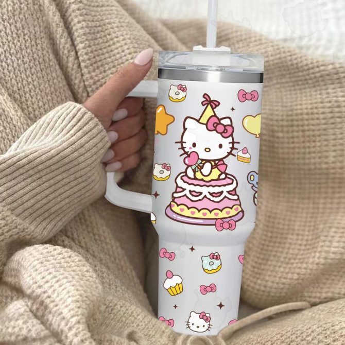 Hello Kitty Cartoon Custom Stanley Quencher 40Oz Stainless Steel Tumbler
